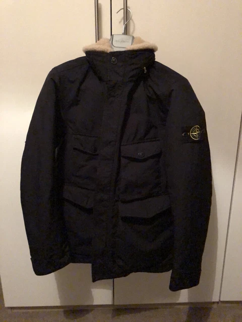 STONE ISLAND DAVID-TC Field Jacket Large Blue With Shearling