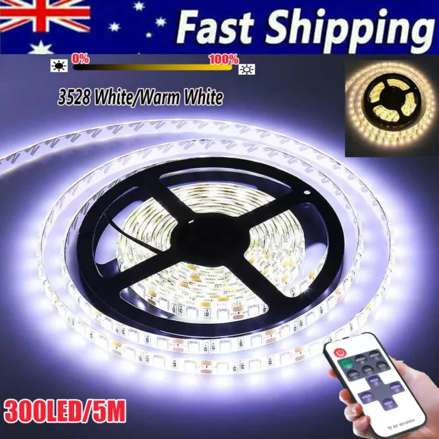 Waterproof 300 LEDs Warm Cool White DC 12V 5M 3528 SMD Bright LED Strip Lights