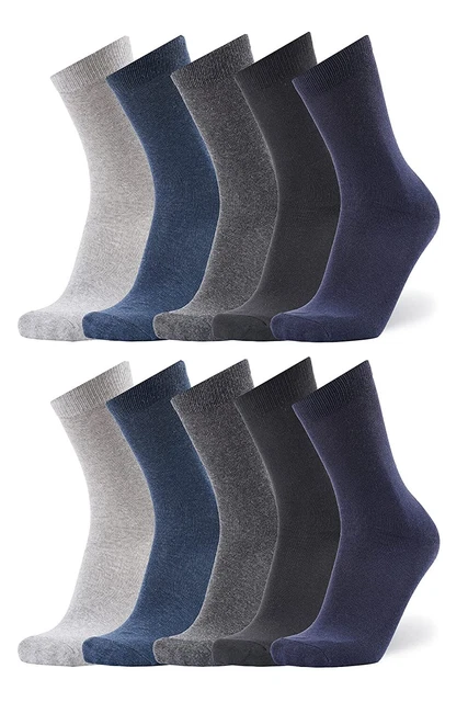 Men Crew Length Socks Cotton Solid Shocks (Silver Grey, Denim, Navy Blue, Black)