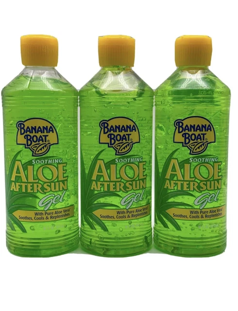 Paquete de 3 gel calmante para bote de plátano después del sol con aloe, refrescos, 16 oz