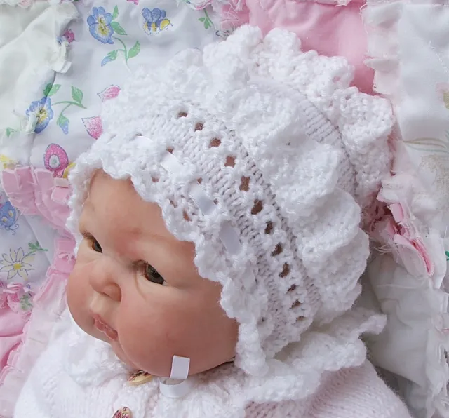Babydoll Handknit Designs Knitting Pattern Fern Lace 14-24" Doll Or 0-3M Baby 2