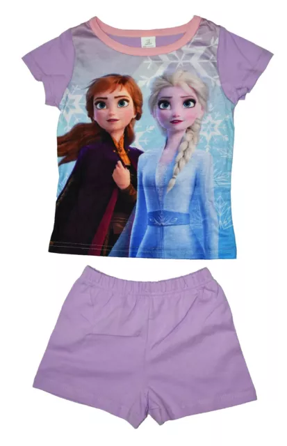 New Size 2-8 Kids Pyjamas Summer Girls Disney Frozen Elsa Top Sleepwear