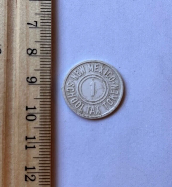 Rare White Fiber 1 Mill School Tax Token from New Mexico - 1930s era