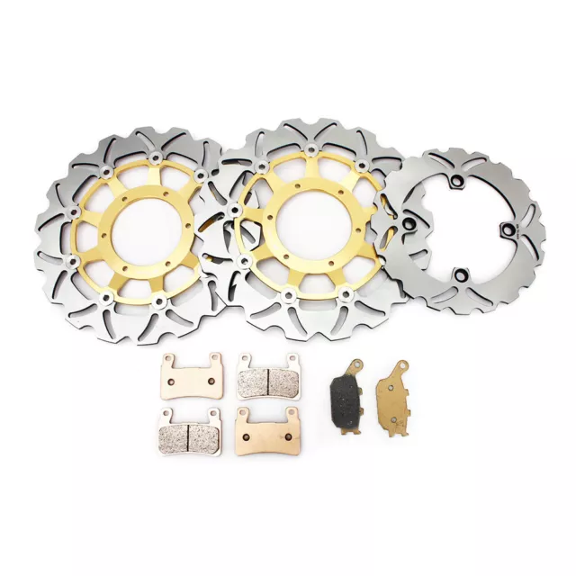 Front Rear Brake Discs Rotors Pads For Honda CBR 600 F F4i CBR600F4i 2001-2007