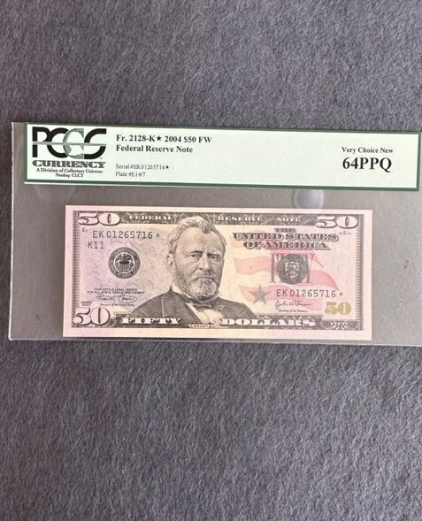 $50 2004 Federal Reserve Star Note - PCGS 64PPQ - Very Choice New 