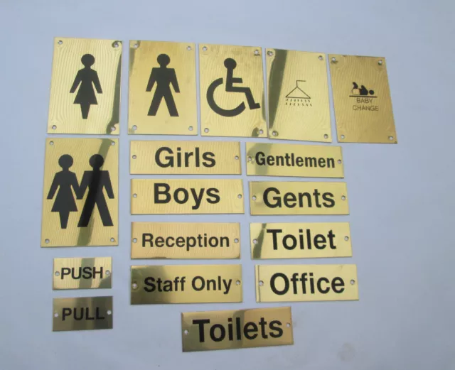 Brass Toilets Pub Shop Business Bathroom Door Signs Notice Plate