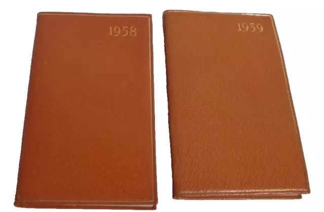 Vintage Used Pocket Calendar from 1958 and 1959 Leather Bound