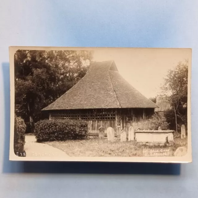 East Bergholt Postcard C1920 Real Photo St Mary Parish Church Bell Cage Suffolk