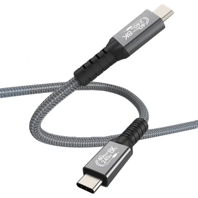 MMOBIEL USB4 Câble 2 m 240W Charge Rapide USB-C vers USB-C Câble- 8K@60Hz/40Gbps
