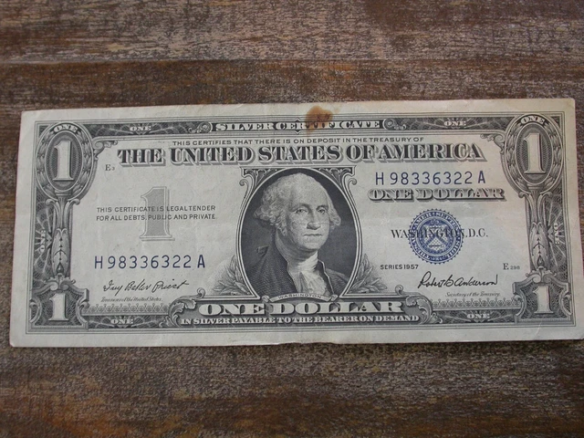 1957 One Dollar Note Silver Certificate (BLUE SEAL) Old US $ Bill