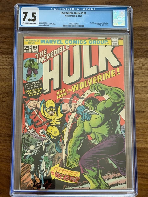 Incredible Hulk #181 - Marvel 1974 CGC 7.5 1st Appearance of Wolverine (James "L