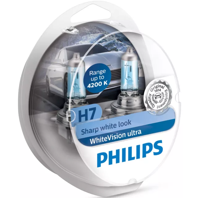 Kit 2 Lampade Philips H7 white Vision Ultra + 2 W5W Lampadine Fari Effetto 4200k