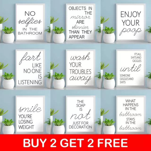 Bathroom Typography Prints Minimalist Wall Funny Art Poster Quality Toilet A4 A5