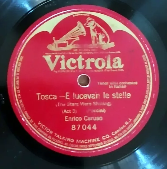 78 GIRI CARUSO  E LUCEAN LE STELLE - TOSCA Original December 1909 VICTROLA 87044