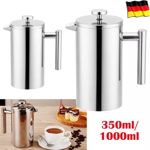 350/1000ML Kaffeebereiter Doppelwandig Edelstahl kanne French Press Kaffepresse