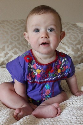 Mexican Girls Baby Dress Purple /w Embroidery on the front of dress 6-12 Months