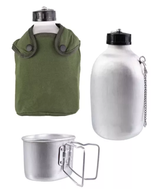 MIL-TEC Brand French Army Style Drinking Flask Water Bottle Military Canteen