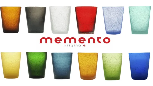 Bicchiere acqua tumbler in vetro colori assortiti memento