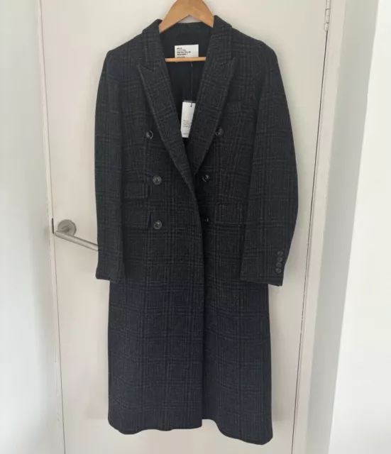 Leon & Harper, Cappotto di lana antracite Vacarme Check, S, nuovo con etichette, prezzo disponibile £360