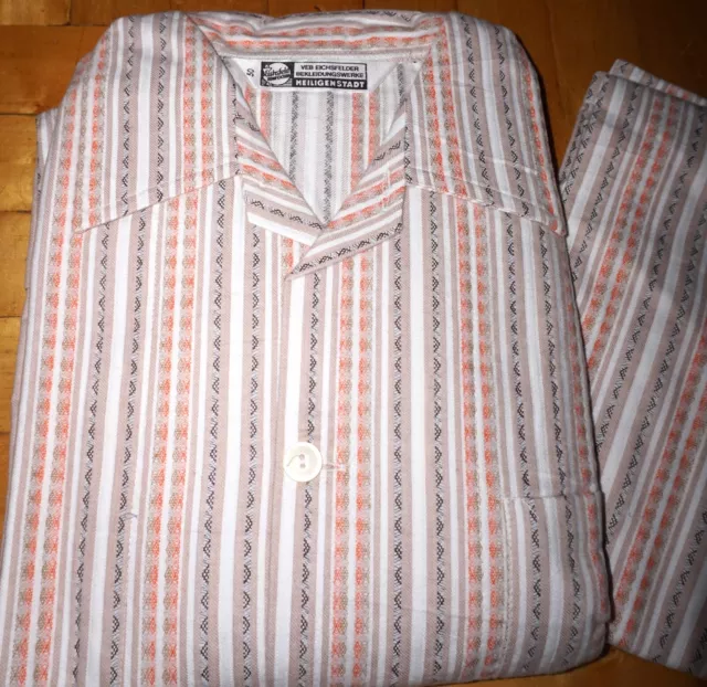 Herren Schlafanzug Pyjama DDR 1970er Nachtwäsche Dreiklang UNBENUTZT Gr.50 (M/5) 3