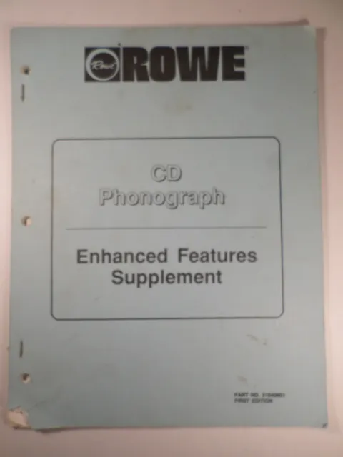 Rowe CD Phonograph Enhanced Features Supplement 1st Edition September 1989