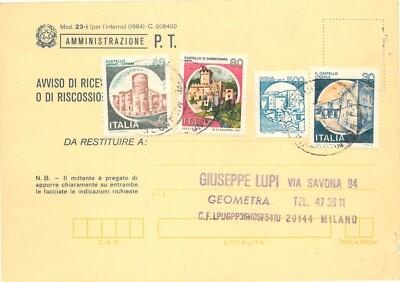 Castelli per macchinette/distributori su avviso ricevimento Repubblica 1989 