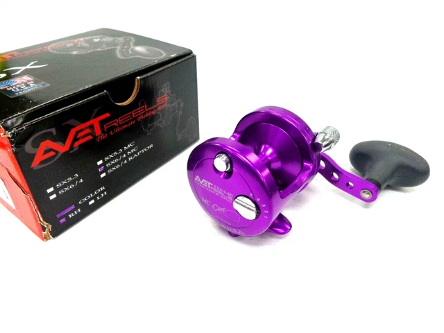 Avet SX6/4 MC Cast Two-Speed Lever Drag Casting Reel SX6/4MC Right Hand PURPLE