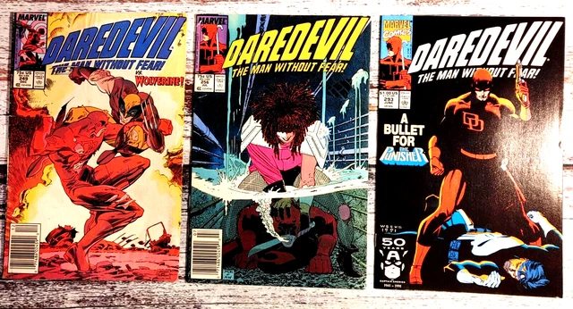 Lot of 3 Daredevil Comics. #'s 249,256 and 293. 2 Newsstands. Marvel 1987-1991.