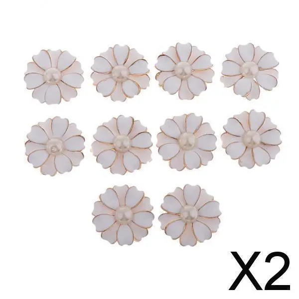 2x 10pcs Perle Strass Blume Flatback Schmucksteine Verzierung für Handwerk