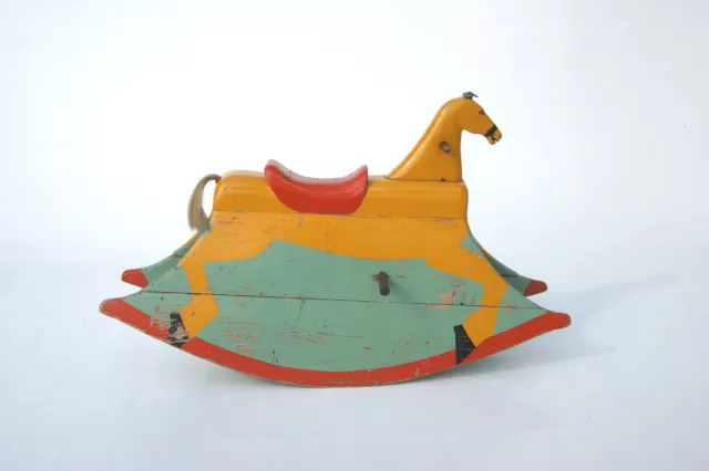 Altes, originales Schaukelpferd aus Holz 1930 rocking horse