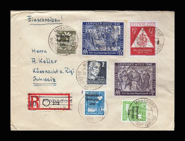 0983 - Germany Soviet Zone 1949 Registered Mohsdorf To Kuessnacht A. Rigi