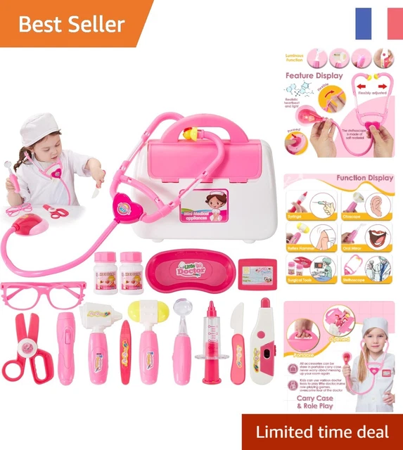 Malette Docteur Enfant 27 Pièces - Stéthoscope, Seringue, Thermomètre, Jouet D’Imitation Dès 3 Ans