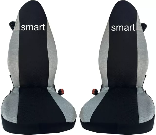 coprisedili auto smart for two cotone nero/grigio 100% made in italy