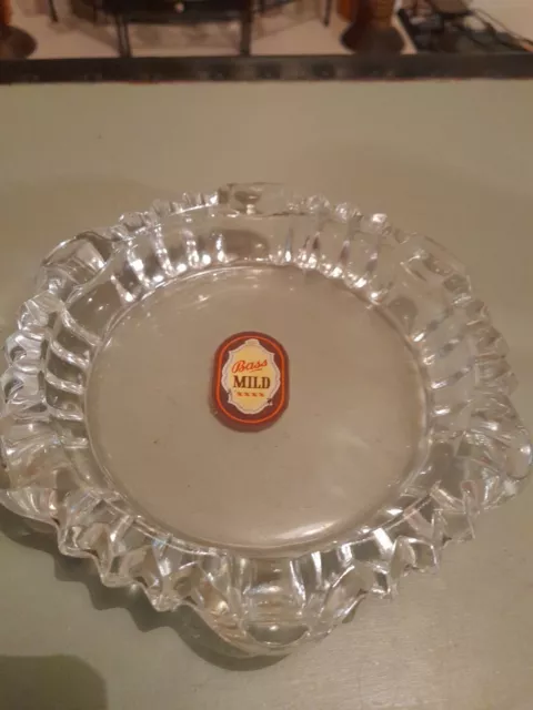 Vintage Retro Bass Mild Glass Ashtray Man Cave Pub Bar