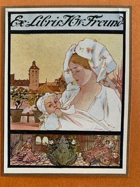 Ex-libris SPINDLER Charles pour FREUND H.W., 100 x 75 mm, 1906