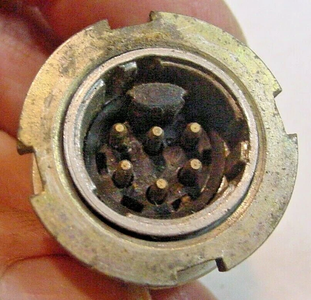 Mil 6 Pin Chassis mount with many Keys, only marking is a large P on Insulator.