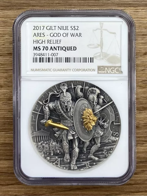 2017 Niue ARES God of War Gods 2 Oz Silver Coin NGC MS70