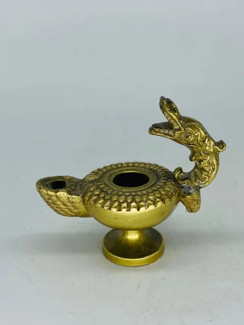 Old Brass Dragon Oil Lamp