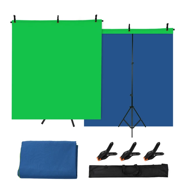 EMART Blue Background Umbrella, 6x9ft Photography Backdrop For Streaming, Zoom And Chromakey, Small Muslin Curtain For Photo Shoot With 4 Clips