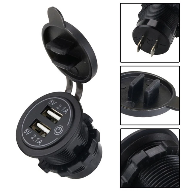 Double adaptateur secteur USB avec interrupteur tactile marche/arrêt pour voitu