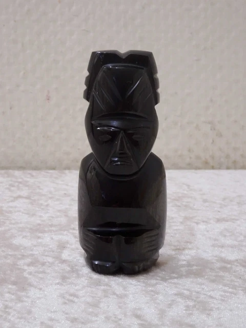 Oro Obsidiana Maya Azteca Divinidad-Handgefertigt-México-Vintage - 11 CM