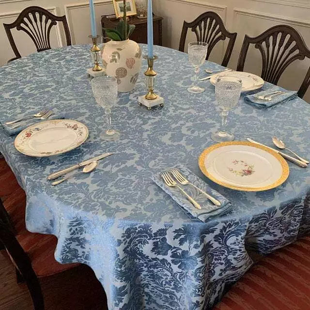 Damask Oval Tablecloth,  Cotton Tablecloth Blend, All  Sizes