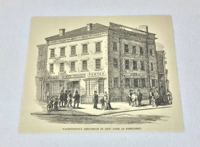 1884 Rivista Incisione ~ George WASHINGTON'S Residenza IN Ny