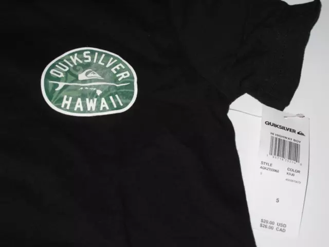 Quiksilver  Little Boys 5 Short Sleeve Hawaii  T-Shirt Tee Black HI Highway NWT 3