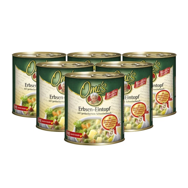 Stufato Buss Omi’s Erbsen zuppa conserve piatti pronti 6 x 800 g NUOVO MHD 3/26