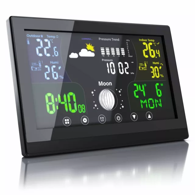 Bearware Funk Wetterstation mit Farbdisplay + Sensor- Innen Außentemperatur uvm.