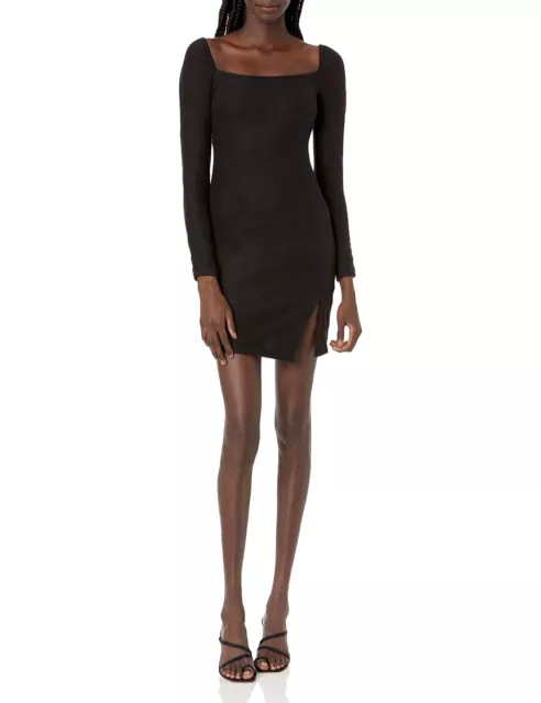 KENDALL + KYLIE Womens Ruched Dress with Slit, Black, M