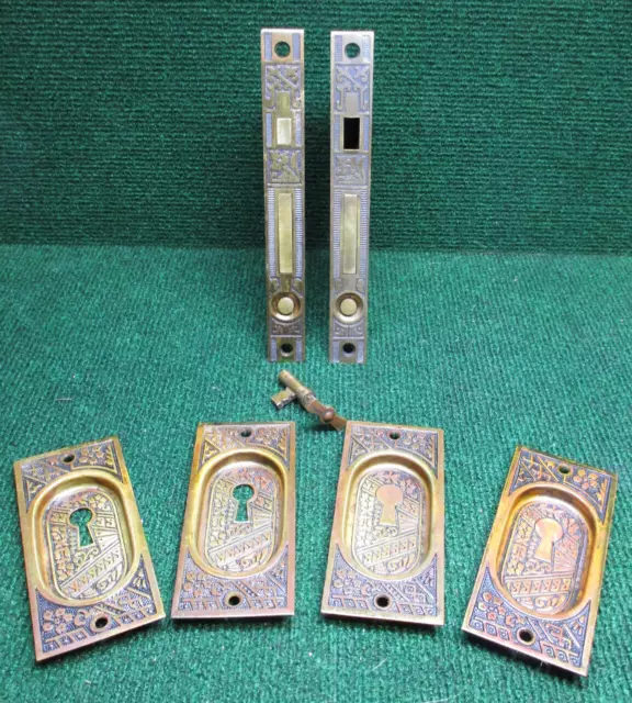 CORBIN CEYLON 1099 COMPLETE POCKET DOOR MORTISE LOCK SET w/KEY (41152)