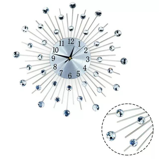Diamant Perlen Kristall Wanduhr Sunburst Wohnkultur für Flur Wohnzimmer 45cm