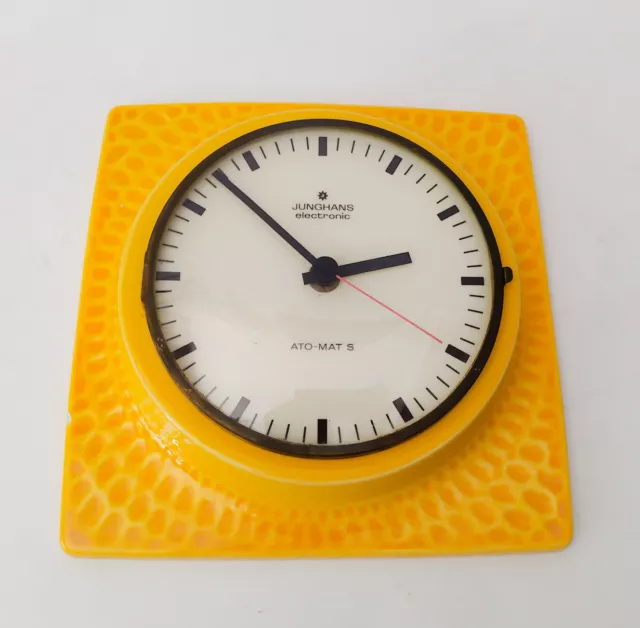 ♥ OROLOGIO DA MURO IN CERAMICA JUNGHANS ORANGE SPACE AGE VINTAGE DESIGN parete